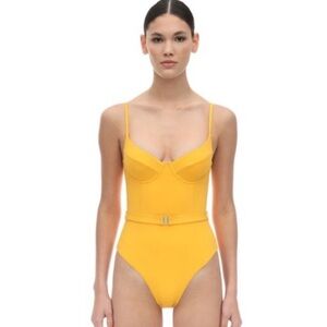 Onia Danielle One Piece Belted Swimsuit Citrus Orange Yellow Size XL Underwire